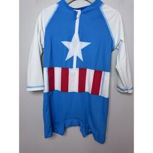 Cuddle Club CAPTAIN AMERICA SUNSUIT One Piece Rashguard Swimsuit Size 4T